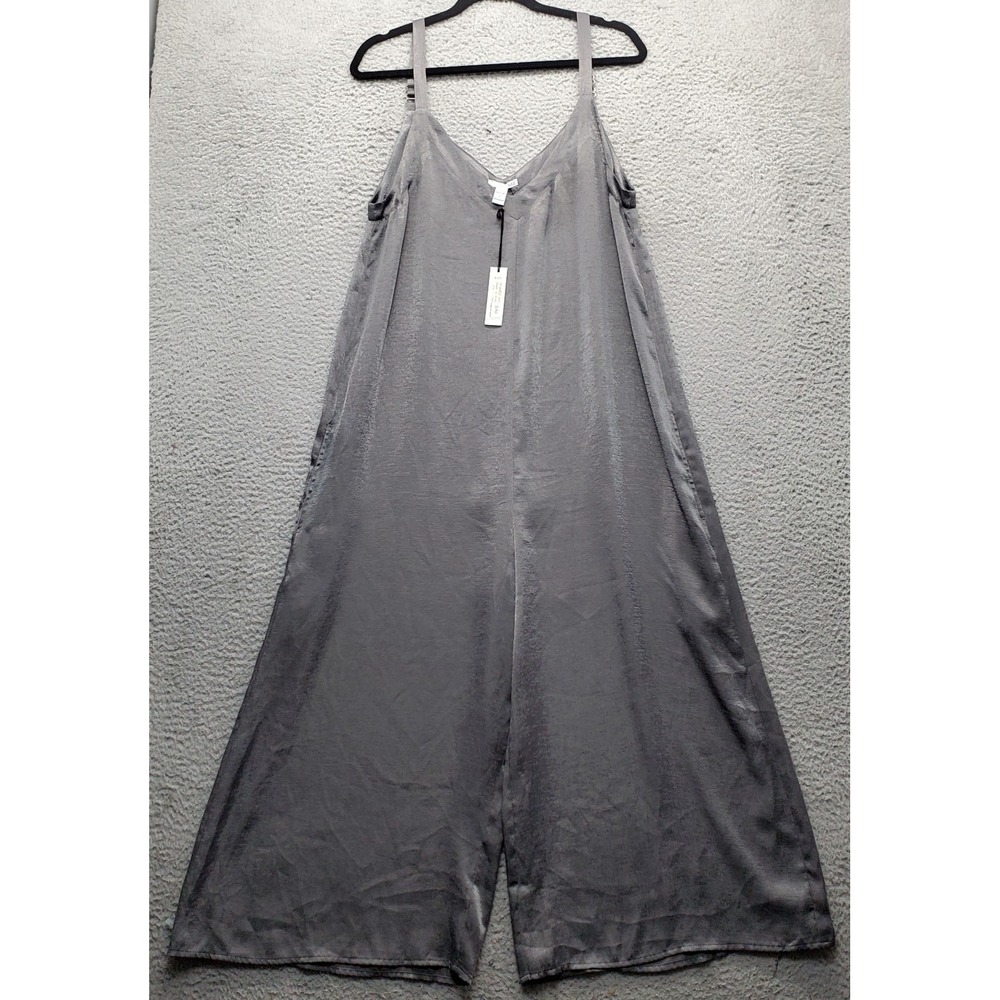 Astars Arizona Jumpsuit Womens M Gray Evening Shimmer V-Neck Adjustable Strap